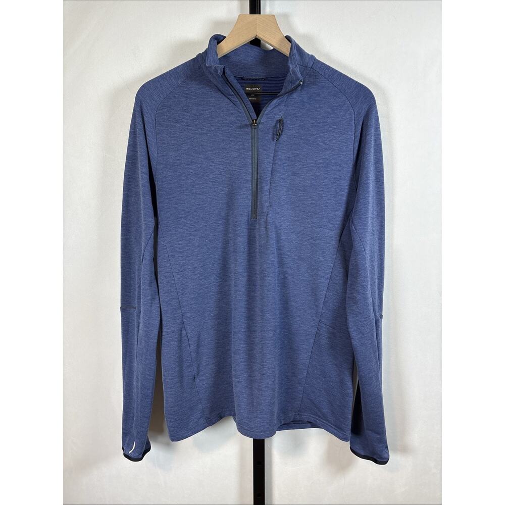 Hill City Train 1/2 Zip Pullover Men's Medium Blue Performance Lightweight Layer